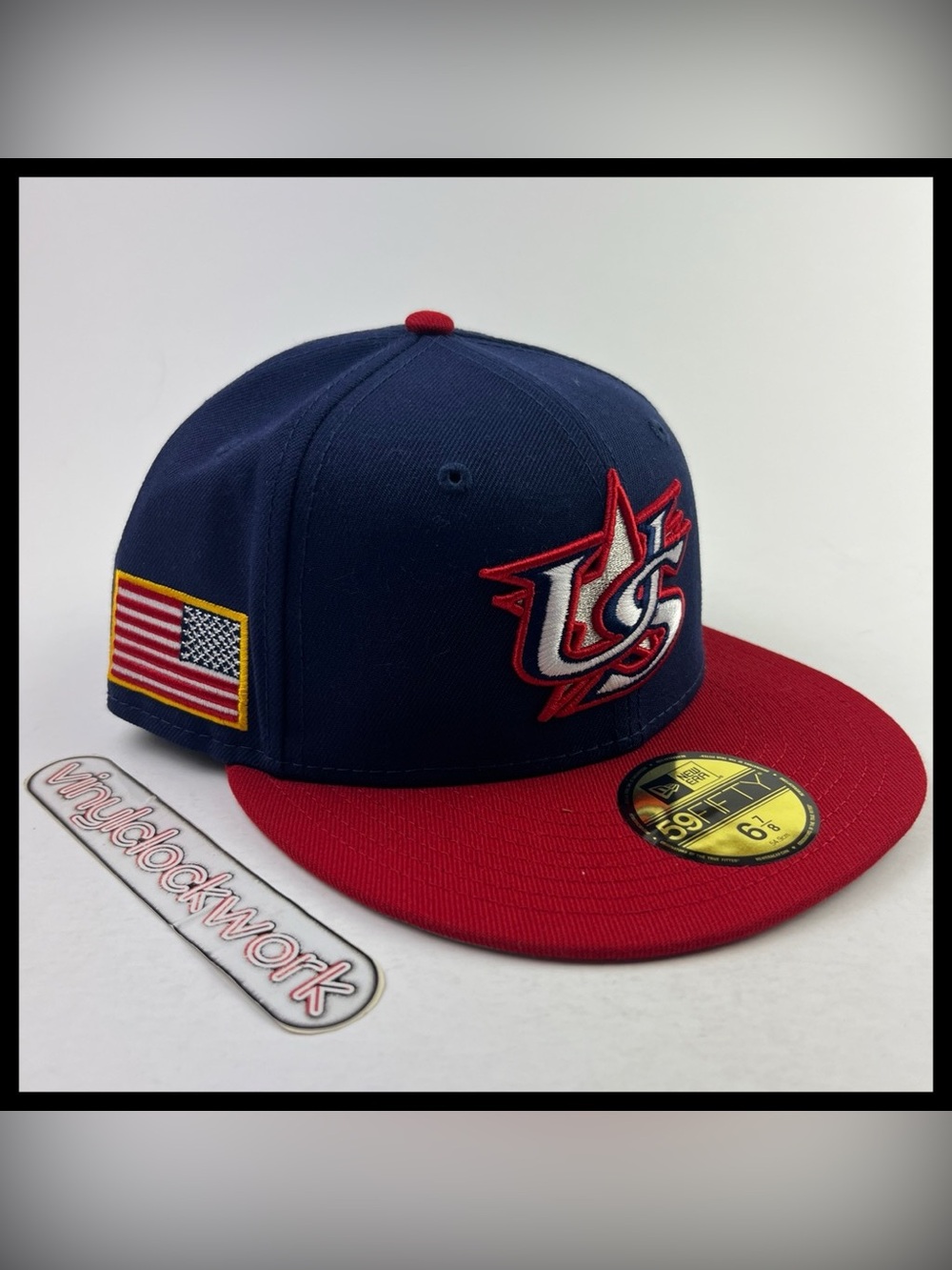 New Era Fitted Hat USA World Baseball Classic 59FIFTY Size 6 7/8 Blue Red Cap